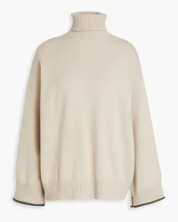 Brunello Cucinelli Bead-embellished cashmere turtleneck sweater - Neutral Neutral