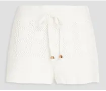 Crochet-knit cotton shorts - White