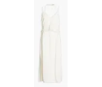 Layered stretch-crepe midi dress - White