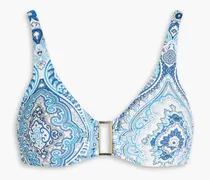 Bel Air embellished paisley-print underwired bikini top - Blue