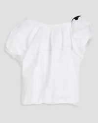 3.1 phillip lim One-shoulder ruffled cotton-blend poplin top - White White