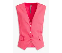 Satin-paneled cotton, modal and linen-blend vest - Pink