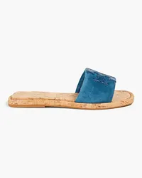 Tory Burch Embellished suede slides - Blue Blue