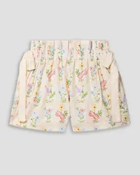 AGUA BENDITA Janeiro Pradera bow-detailed floral-print linen-gauze shorts - White White