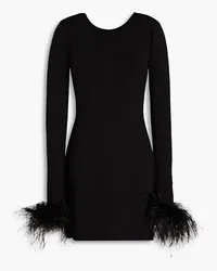 Magda Butrym Feather-trimmed cotton-blend mini dress - Black Black