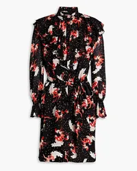 Diane von Furstenberg Ryder ruffled printed crepe mini shirt dress - Black Black