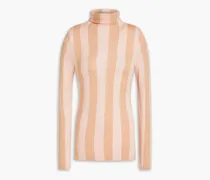 Striped intarsia-knit turtleneck sweater - Pink