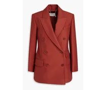 Double-breasted wool-blend blazer - Red