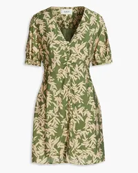 ba&sh Tais ruched printed mousseline mini dress - Green Green