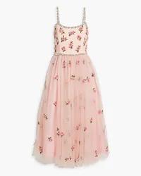 Alice + Olivia Alice Olivia - Lupita embellished crepe-paneled tulle midi dress - Pink Pink