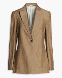 Brunello Cucinelli Bead-embellished wool and linen-blend blazer - Neutral Neutral