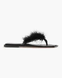 REJINA PYO Rochelle feather-embellished leather sandals - Black Black