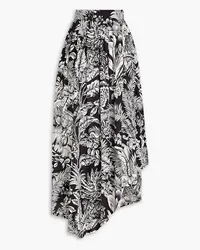 Palm Angels Asymmetric pleated floral-print woven maxi skirt - Black Black