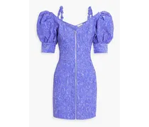 Cold-shoulder cloqué mini dress - Purple