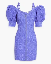 Ganni Cold-shoulder cloqué mini dress - Purple Purple