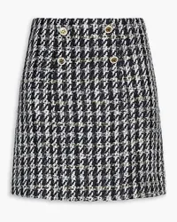 Sandro Button-embellished houndstooth tweed mini skirt - Blue Blue