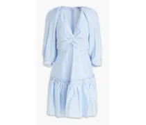 Tourmaline ruffled linen-blend mini dress - Blue