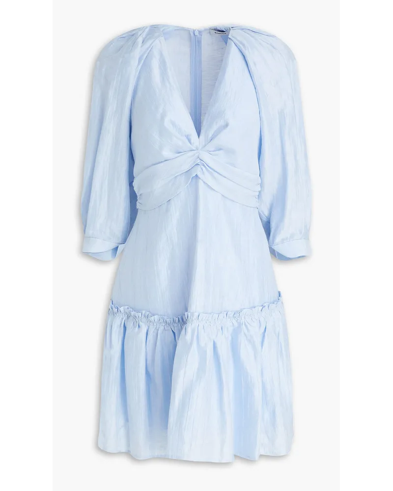 Sandro Ruffled linen-blend mini dress - Blue Blue