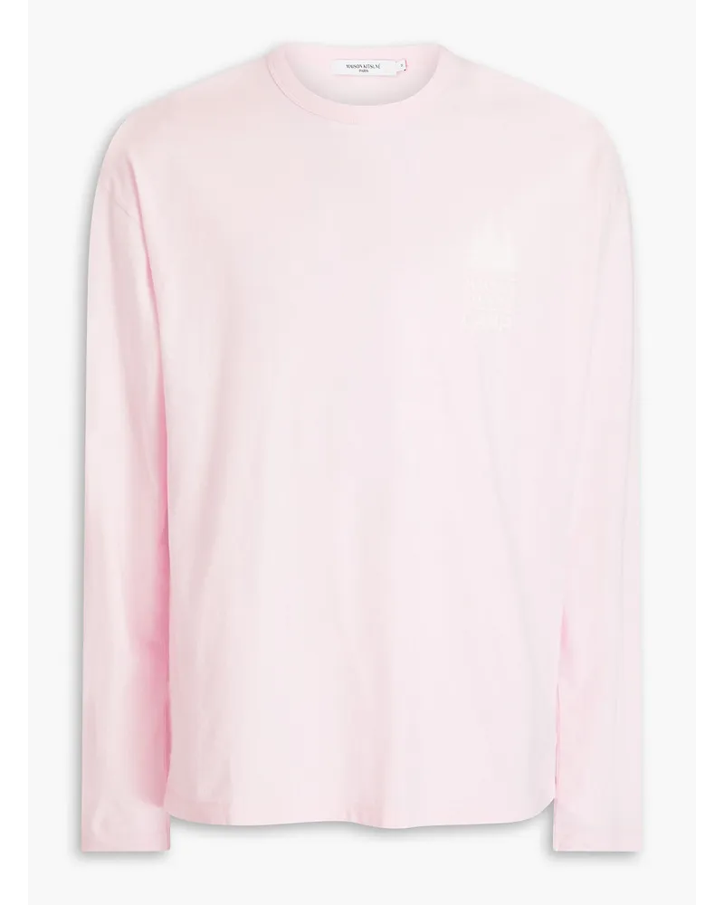 Kitsuné Printed cotton-jersey T-shirt - Pink Pink