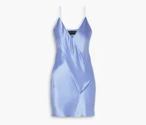 Draped silk-satin mini slip dress - Blue