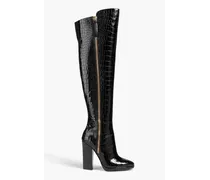 Uma 110 croc-effect patent-leather over-the-knee boots - Black