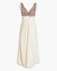 Proenza Schouler Wrap-effect bouclé tweed-paneled cady maxi dress - White White