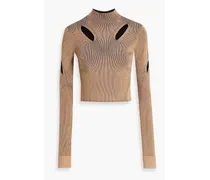 Cutout ribbed-knit sweater - Brown