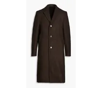 Brushed wool-blend twill coat - Brown