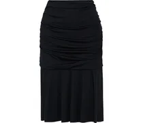 Mica layered ruched stretch-jersey skirt - Black