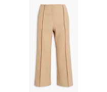 Cropped wool-twill wide-leg pants - Neutral
