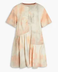 Marques ' Almeida Gathered tie-dyed cotton-jersey mini dress - Orange Orange