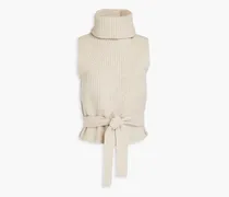 Ribbed wool and cashmere-blend turtleneck vest - Neutral