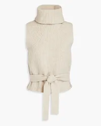 Vince Ribbed wool and cashmere-blend turtleneck vest - Neutral Neutral