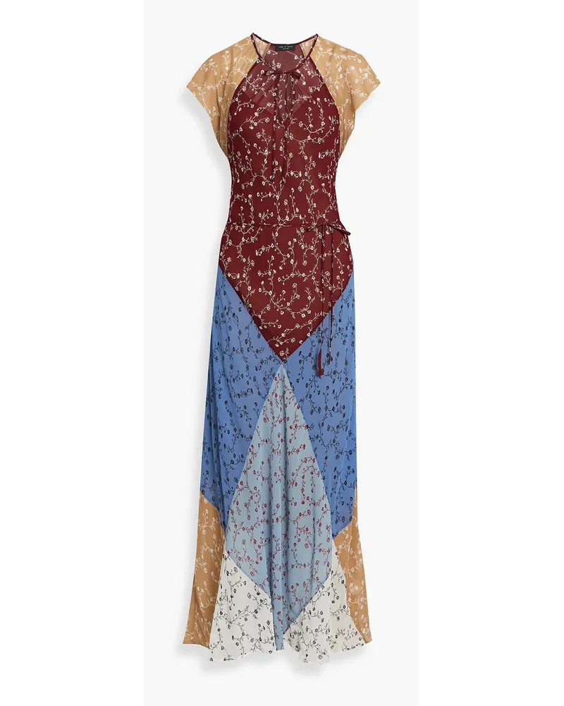 Rag & Bone Color-block floral-print chiffon maxi dress - Blue Blue