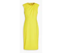 Pleated stretch-crepe dress - Yellow
