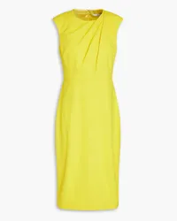 Badgley Mischka Pleated stretch-crepe dress - Yellow Yellow