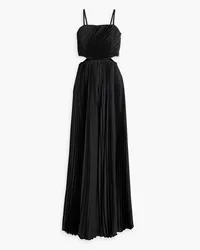 Alice + Olivia Alice Olivia - Powell cutout pleated satin wide-leg jumpsuit - Black Black