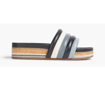 Quilted leather slides - Blue