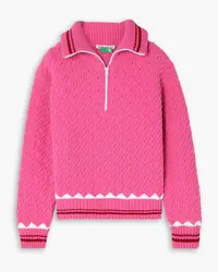 BERNADETTE Alexo intarsia cable-knit half-zip sweater - Pink Pink