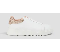 Printed leather sneakers - White