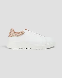 Emporio Armani Printed leather sneakers - White White