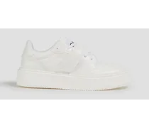 Canvas and faux leather sneakers - White