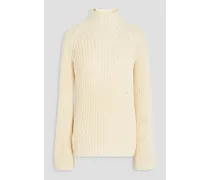 Ribbed-knit cotton turtleneck sweater - White
