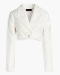 RASARIO Cropped embellished linen-blend jacket - White White