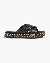 Tory Burch Textured-leather platform slides - Black Black