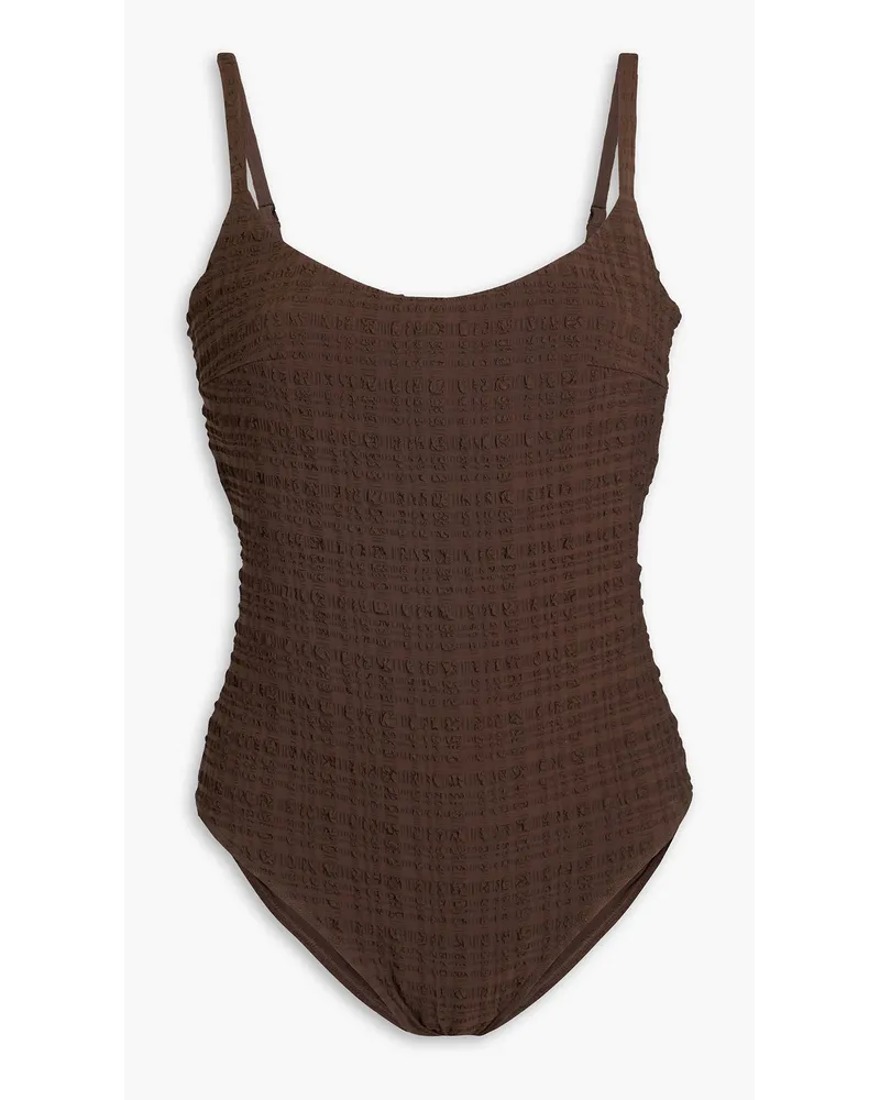 Form and Fold D-G The One seersucker underwired swimsuit - Brown Brown