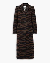 Ganni Zebra-jacquard coat - Black Black