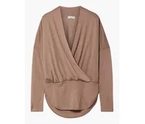 Wrap-effect cashmere and silk-blend sweater - Neutral