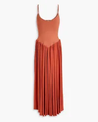 A.L.C. Scarlett pleated jersey-paneled stretch-knit maxi dress - Brown Brown