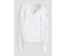 Twisted striped cotton-jacquard shirt - White